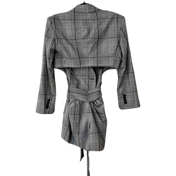 NWT HELLESSY Hellessy Hambro B/W Belted Midi Double-Breasted Blazer Jacket Sz 6 - Picture 3 of 12